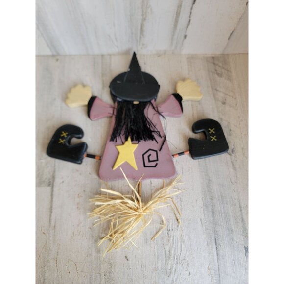 Vintage wooden witch broom hanging Halloween home decor sign unique - Picture 1 of 9